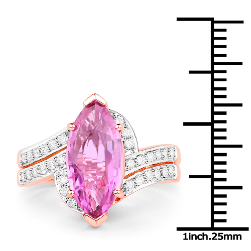 3.69 Carat Genuine Pink Sapphire and White Diamond 14K Rose Gold Ring