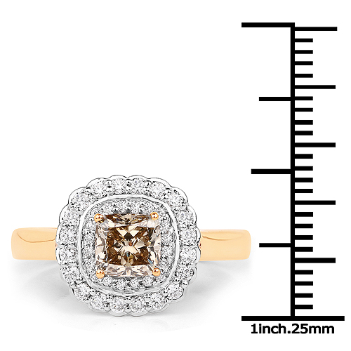 1.41 Carat Genuine TTLB Diamond and White Diamond 18K Yellow Gold Ring