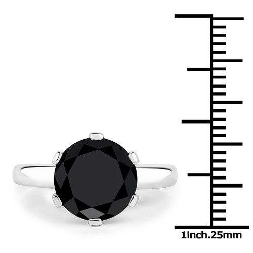 3.61 Carat Genuine Black Diamond 14K White Gold Ring
