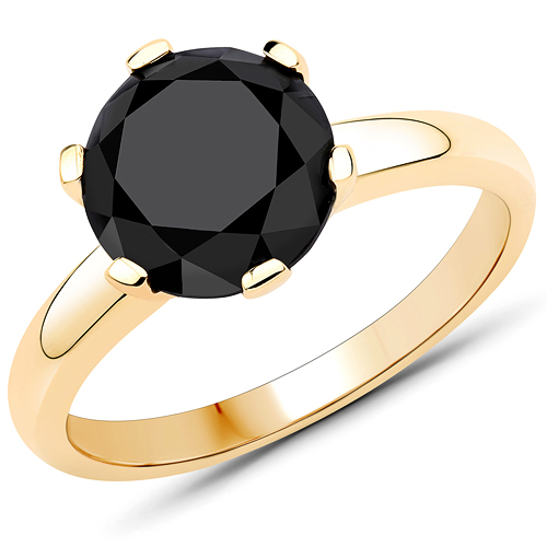 Diamond-3.62 Carat Genuine Black Diamond 14K Yellow Gold Ring