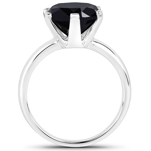 3.73 Carat Genuine Black Diamond 14K White Gold Ring