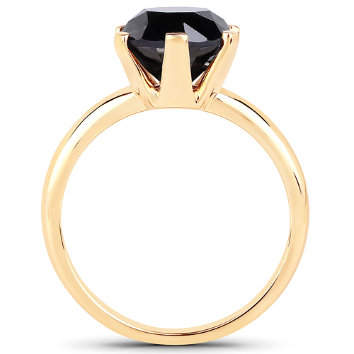3.82 Carat Genuine Black Diamond 14K Yellow Gold Ring
