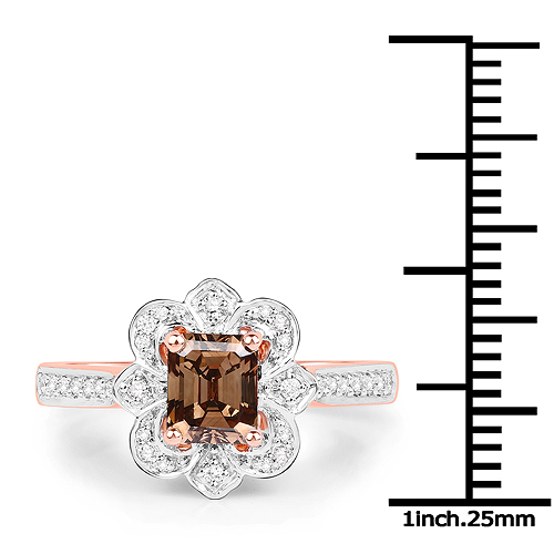 1.24 Carat Genuine Chocolate Brown Diamond and White Diamond 18K Rose Gold Ring