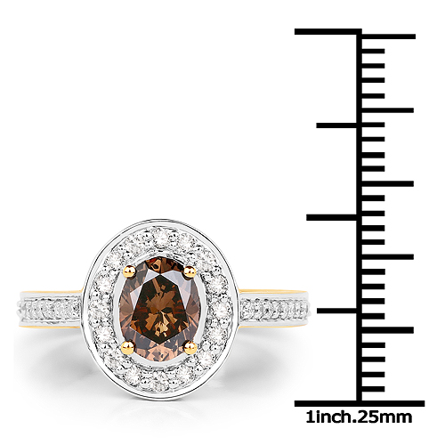 1.36 Carat Genuine TTLB Diamond and White Diamond 18K Yellow Gold Ring