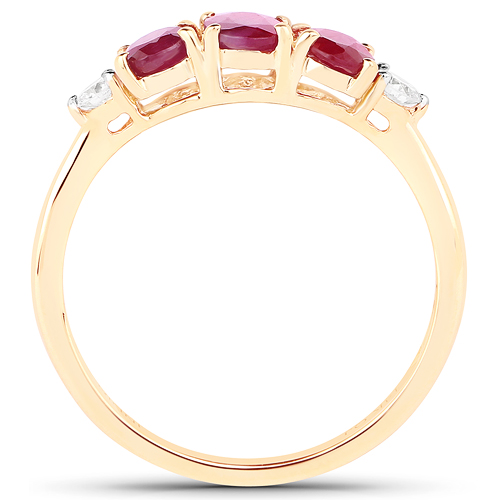 1.22 Carat Genuine Ruby and White Diamond 14K Yellow Gold Ring