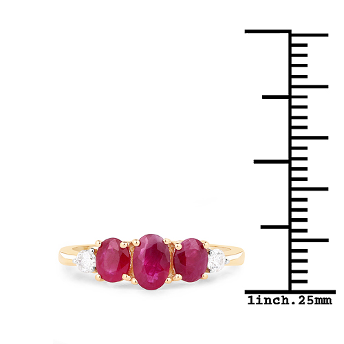 1.22 Carat Genuine Ruby and White Diamond 14K Yellow Gold Ring