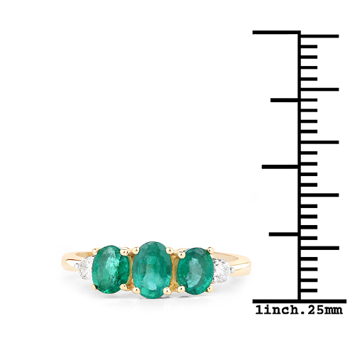 1.14 Carat Genuine Zambian Emerald and White Diamond 14K Yellow Gold Ring
