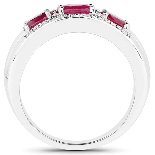 1.21 Carat Genuine Ruby and White Diamond 14K White Gold Ring