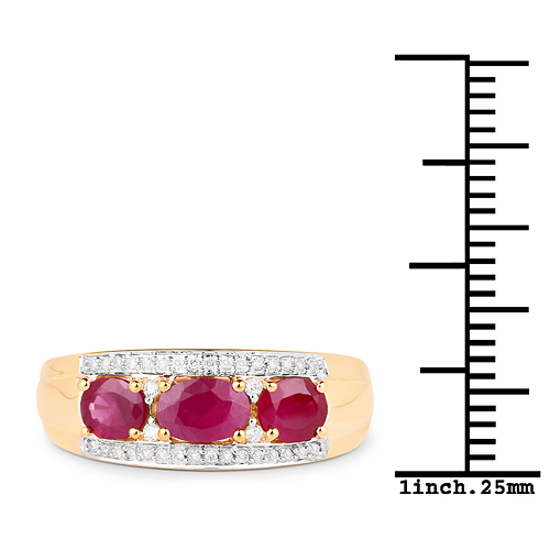 1.21 Carat Genuine Ruby and White Diamond 14K Yellow Gold Ring