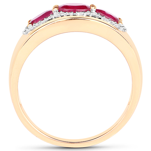 0.95 Carat Genuine Ruby and White Diamond 14K Yellow Gold Ring