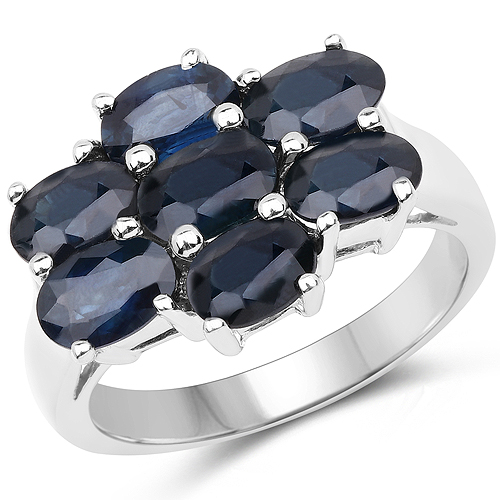 Sapphire-3.36 Carat Genuine Blue Sapphire .925 Sterling Silver Ring