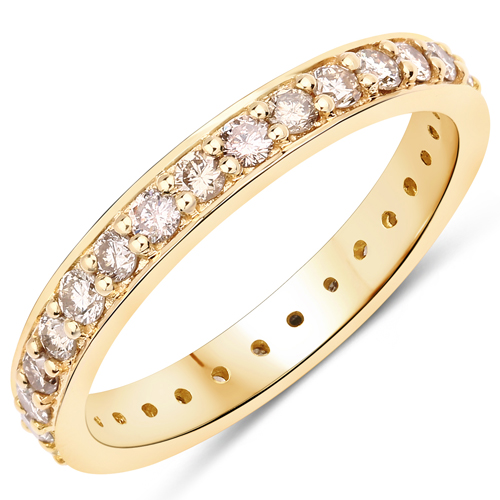 Diamond-0.90 Carat Genuine TTLB Diamond 14K Yellow Gold Ring