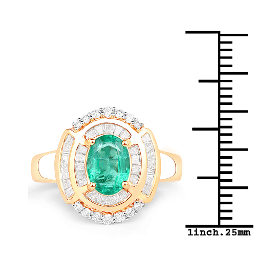 1.86 Carat Genuine Zambian Emerald and White Diamond 14K Yellow Gold Ring