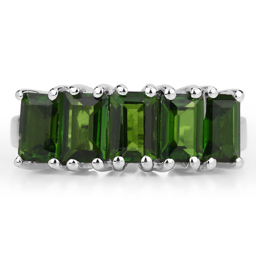 3.25 Carat Genuine Chrome Diopside .925 Sterling Silver Ring
