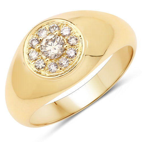 Diamond-0.30 Carat Genuine TTLB Diamond 14K Yellow Gold Ring