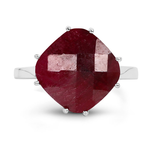 8.20 Carat Dyed Ruby .925 Sterling Silver Ring