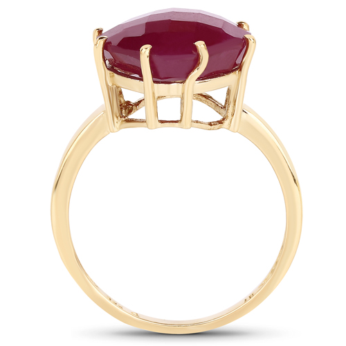 14K Yellow Gold Plated 8.95 Carat Glass Filled Ruby .925 Sterling Silver Ring