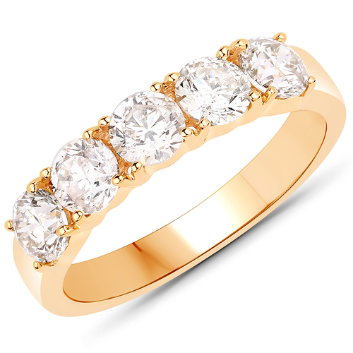 1.53 Carat Genuine White Diamond 14K Yellow Gold Ring