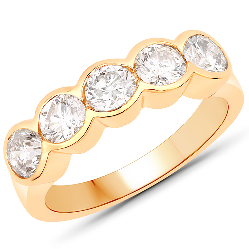 Diamond-1.62 Carat Genuine White Diamond 14K Yellow Gold Ring