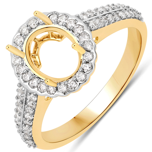 Diamond-0.42 Carat Genuine White Diamond 14K Yellow Gold Ring