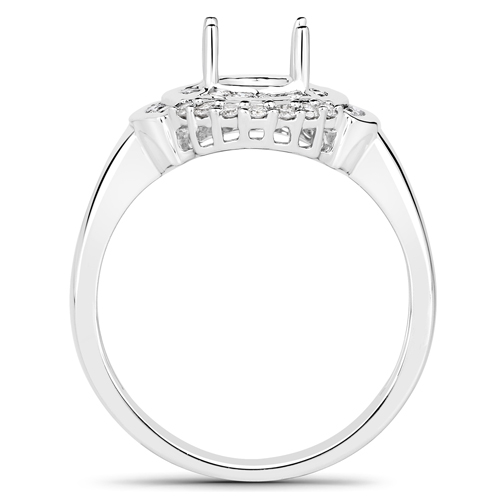 0.47 Carat Genuine White Diamond 14K White Gold Semi Mount Ring - holds 8x6mm Oval Gemstone