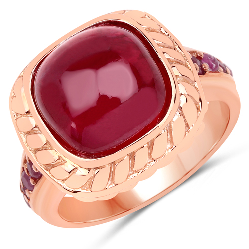 Ruby-9.14 Carat Glass Filled Ruby and Ruby .925 Sterling Silver Ring