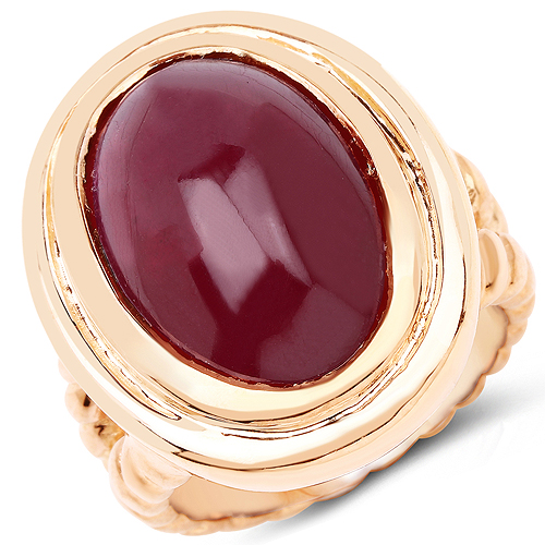 Ruby-14K Rose Gold Plated 17.60 Carat Genuine Glass Filled Ruby .925 Sterling Silver Ring