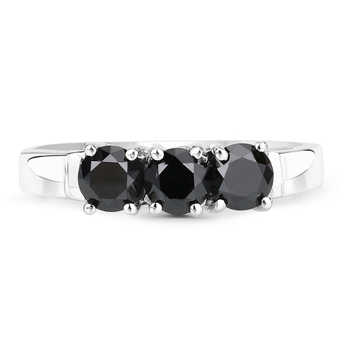 0.99 Carat Genuine Black Diamond .925 Sterling Silver Ring