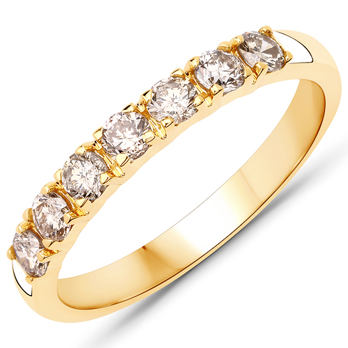 0.49 ctw. Genuine Champagne Diamond Eternity Ring in 14K Yellow Gold