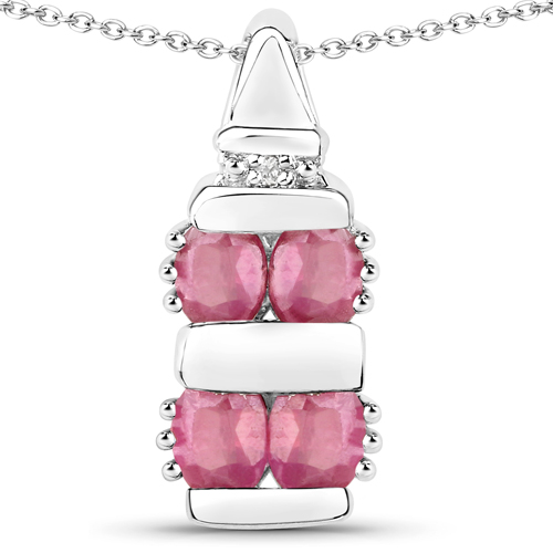 4.87 Carat Genuine Ruby and White Topaz .925 Sterling Silver 3 Piece Jewelry Set (Ring, Earrings, and Pendant w/ Chain)