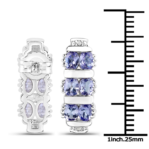 3.77 Carat Genuine Tanzanite and White Topaz .925 Sterling Silver 3 Piece Jewelry Set (Ring, Earrings, and Pendant w/ Chain)