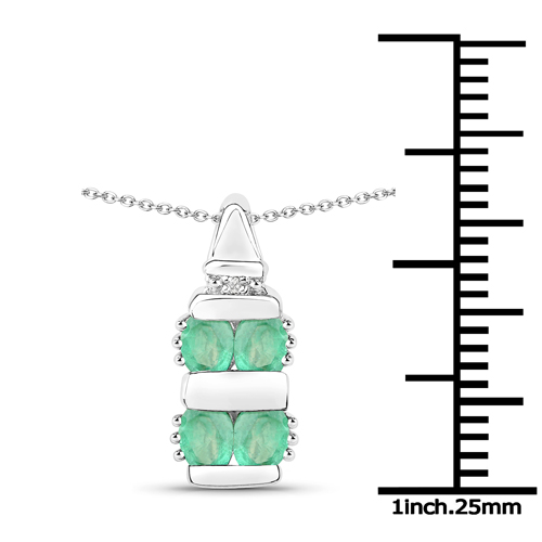 3.33 Carat Genuine Zambian Emerald and White Topaz .925 Sterling Silver 3 Piece Jewelry Set (Ring, Earrings, and Pendant w/ Chain)