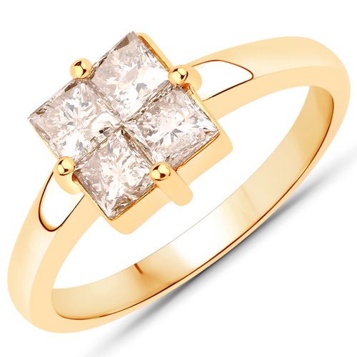 Diamond-0.50 Carat Genuine TTLB Diamond 14K Yellow Gold Ring