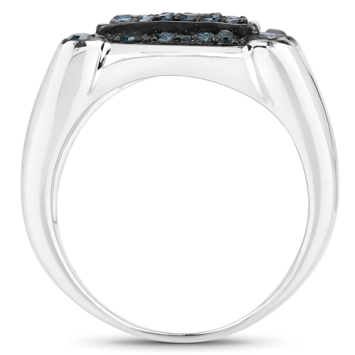 0.81 Carat Genuine Blue Diamond .925 Sterling Silver Ring