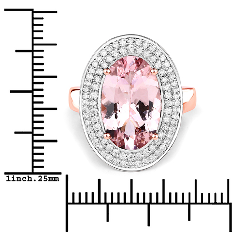 4.81 Carat Genuine Morganite and White Diamond 14K Rose Gold Ring