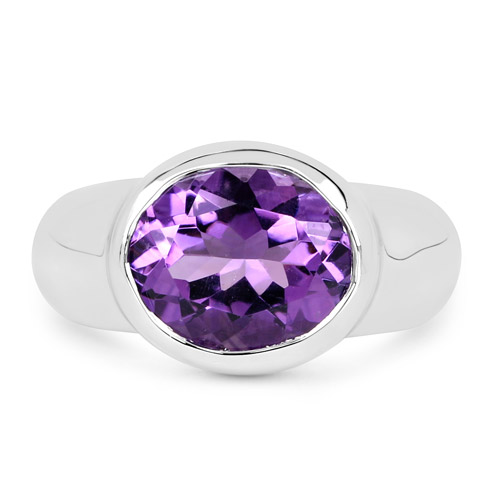 4.25 Carat Genuine Amethyst .925 Sterling Silver Ring