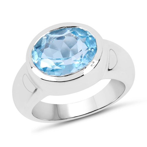 Rings-5.15 Carat Genuine Blue Topaz .925 Sterling Silver Ring
