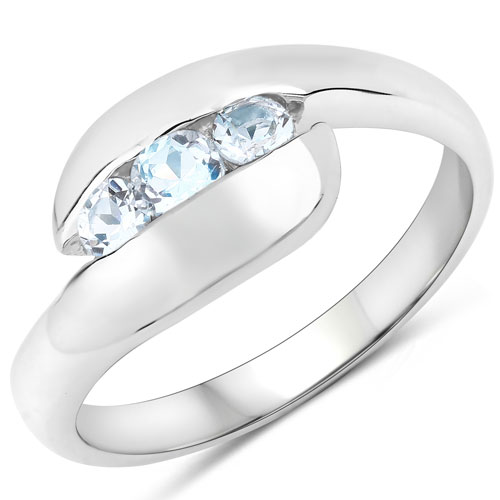 Rings-0.74 Carat Genuine Blue Topaz .925 Sterling Silver Ring