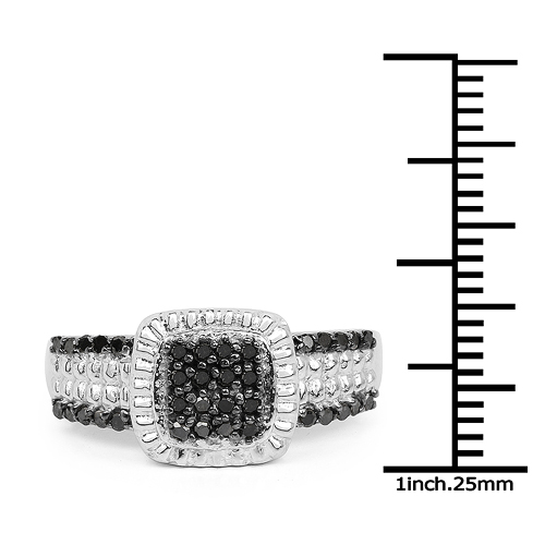 0.32 Carat Genuine Black Diamond .925 Sterling Silver Ring
