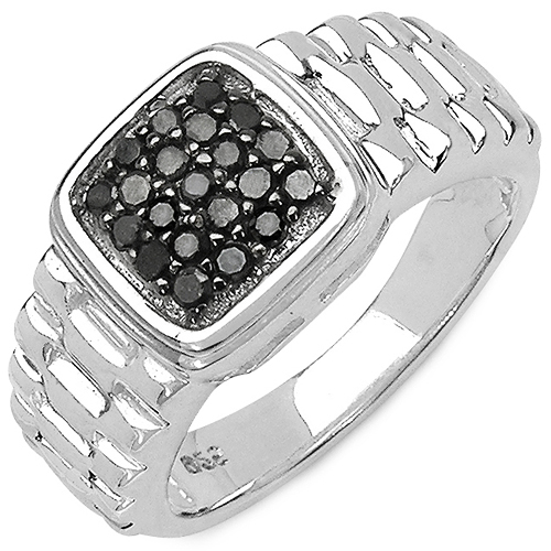 Diamond-0.22 Carat Genuine Black Diamond .925 Sterling Silver Ring