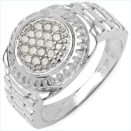 Diamond-0.20 Carat Genuine White Diamond .925 Sterling Silver Ring