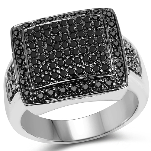 Diamond-0.60 Carat Genuine Black Diamond .925 Sterling Silver Ring