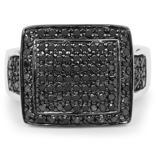 0.60 Carat Genuine Black Diamond .925 Sterling Silver Ring