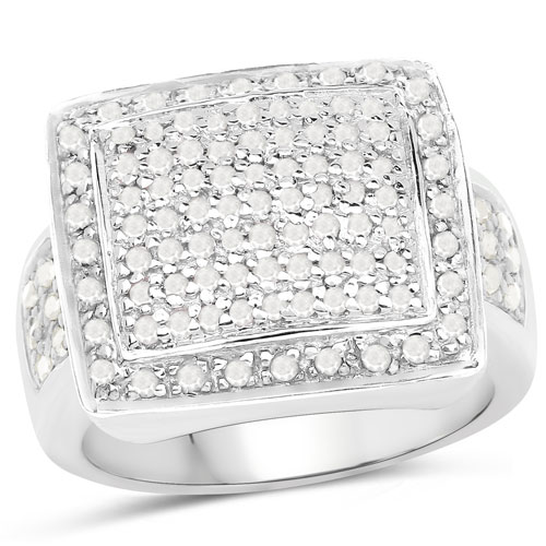 Diamond-0.61 Carat Genuine White Diamond .925 Sterling Silver Ring