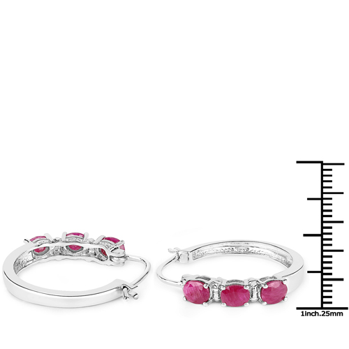 3.60 Carat Genuine Ruby .925 Sterling Silver 3 Piece Jewelry Set (Ring, Earrings, and Pendant w/ Chain)