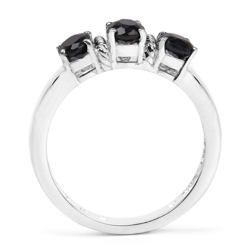 1.50 Carat Genuine Black Sapphire .925 Sterling Silver Ring