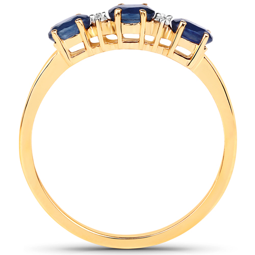 0.70 Carat Genuine Blue Sapphire and White Diamond 10K Yellow Gold Ring