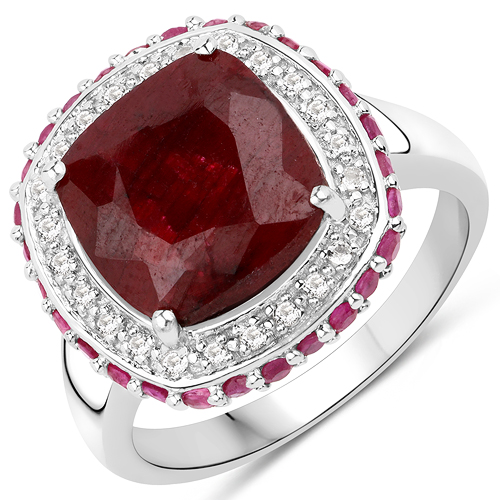 Ruby-6.65 Carat Genuine Multi Stones .925 Sterling Silver Ring
