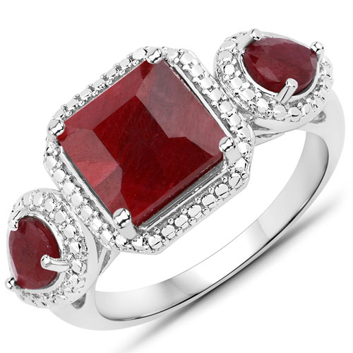 Ruby-3.65 Carat Dyed Ruby .925 Sterling Silver Ring
