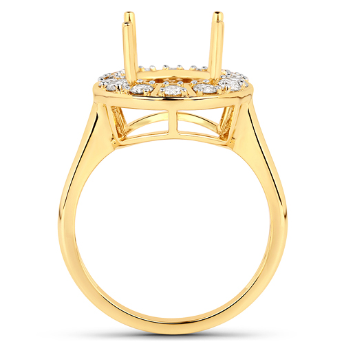 0.42 Carat Genuine White Diamond 14K Yellow Gold Semi Mount Ring - holds 11x9mm Oval Gemstone